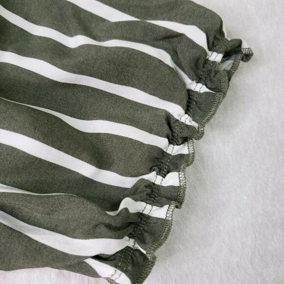 Striped Olive & White Off-Shoulder cropped Blouse With Button Front Size M - Picture 4 of 9